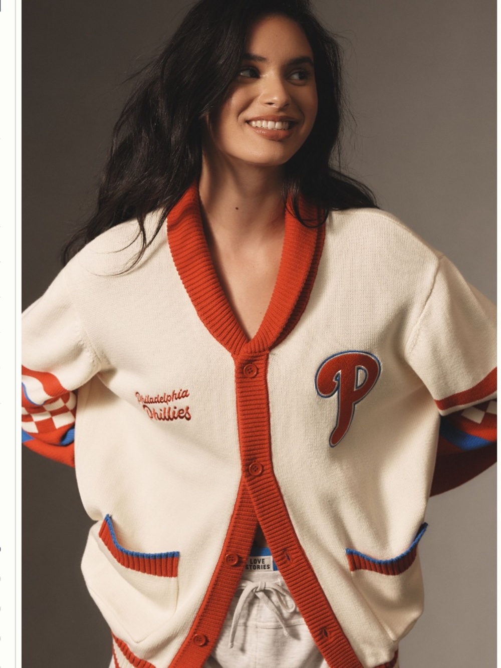 The Wild Collective x Anthropologie Phillies Jacquard Cardigan Sweater Small